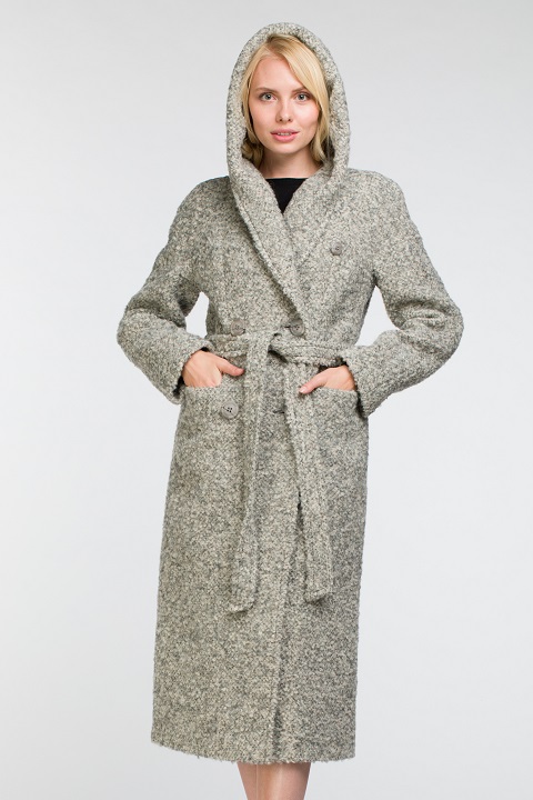 Женское демисезонное пальто О-832 - длинное, цвет серый